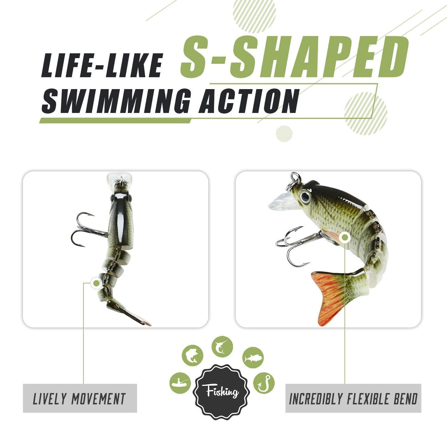 TRUSCEND Fishing Lures for Freshwater and Saltwater, Lifelike Swimbait for Bass Trout Crappie, Top Water Fishing Lure, Amazing Fishing Gifts for Men, Must-Have for Family Fishing Gear