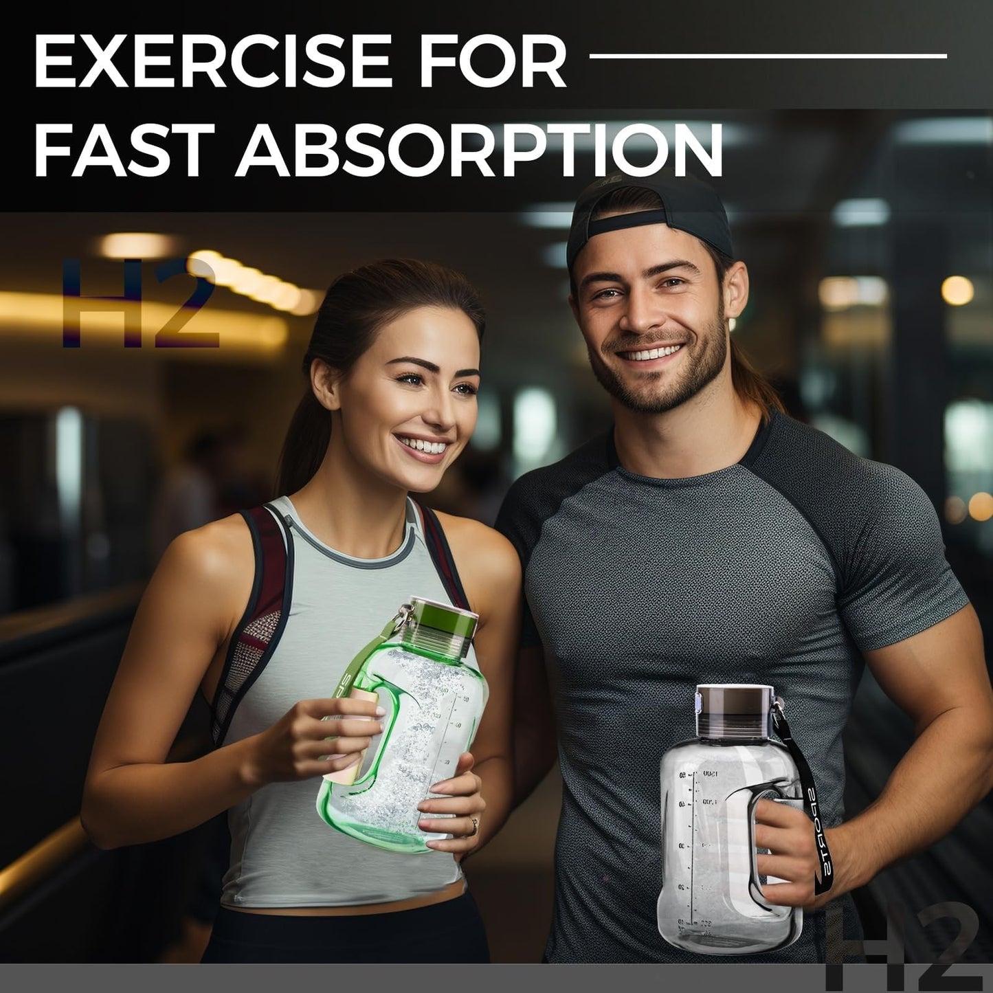 1.5 Liter Hydrogen Water Bottle, Hydrogen Water Bottle, Hydrogen Water Bottle, Portable Hydrogen Water Dispenser, Food Grade Material Sports Water Bottle(Color:Gray)