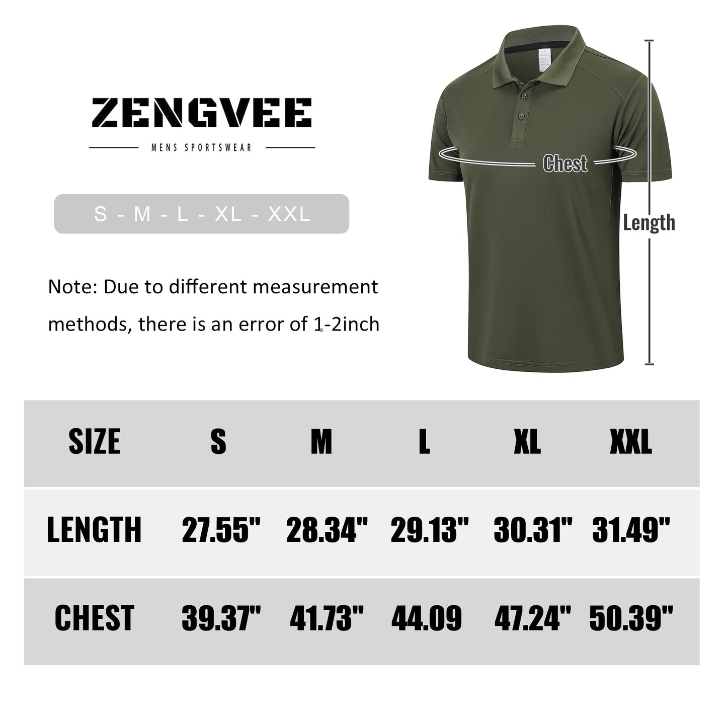 ZENGVEE Polo Golf T Shirts for Men Dri Fit Athletic Short Sleeve Performance Tactical Collared Camisas Polo Hombre Polocher Moisture Wicking Playeras Polo Work Sport Tshirts(0428-BGG Blue Khaki-XL)