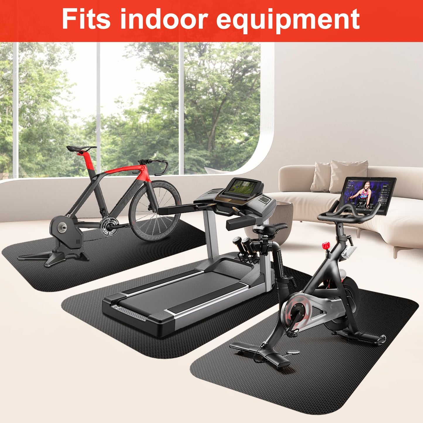Treadmill Walking Pad Mat for Carpet Floors,23.6x60 Foldable Treadmill Mat for Hardwood Floors, Non-Slip Exercise Equipment Mat for Under Exercise Bike,Walking Pad & Elliptical,Noise Shock Absorption