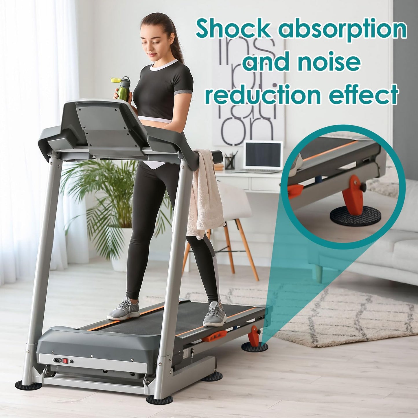 12Pcs Treadmill Mat Pads Anti-Slip Treadmill Pad Washing Machine Pad Noise Reduction Furniture Pads for Floor Protection Chair Legs Furniture Exercise Bike Home Gym Station 10 * 10 * 0.5cm