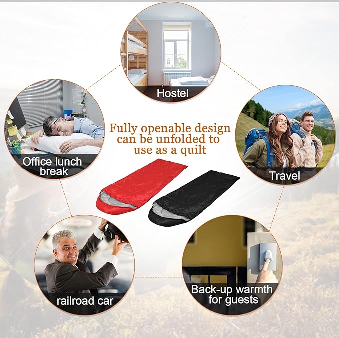 10 Pcs 0 Degree Camping Sleeping Bags Bulk for Adults Cold Weather Sleeping Bags 4 Season Warm Waterproof Lightweight with Compression Sack for Backpacking Hiking Travel Homeless