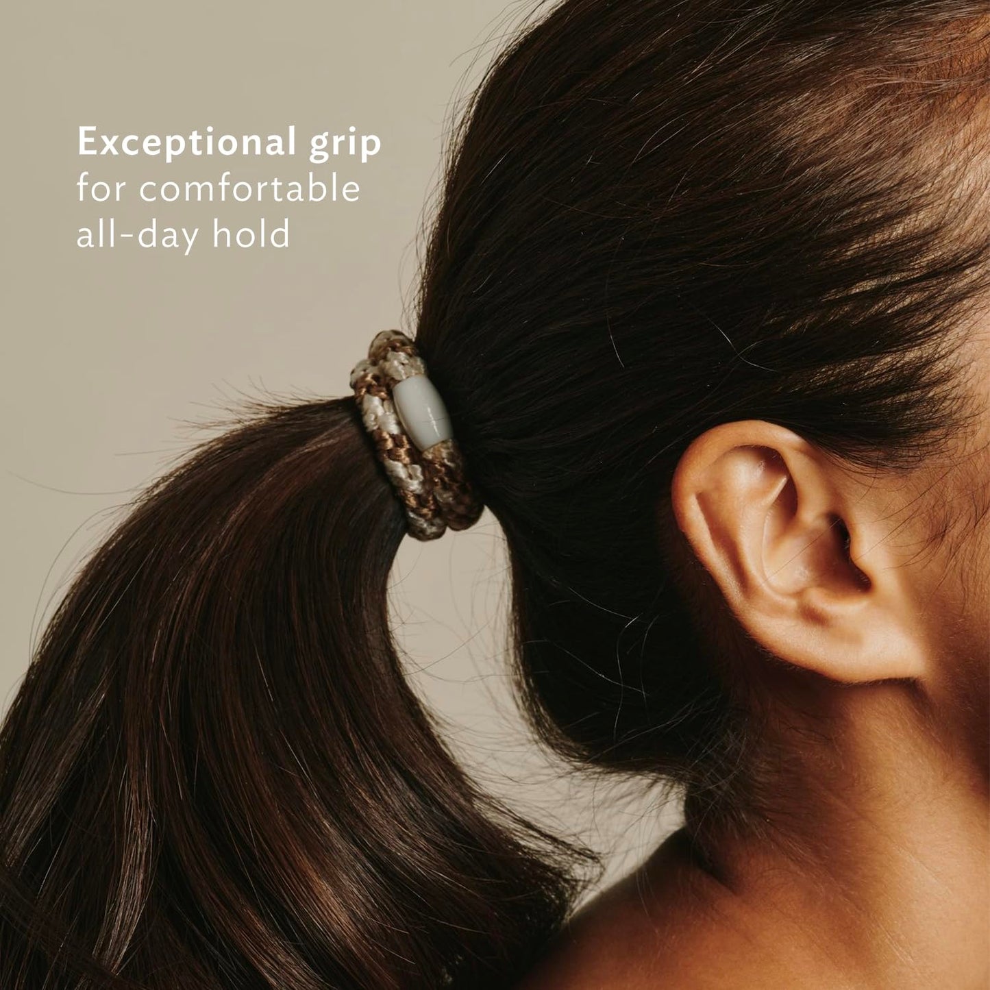 L. Erickson Grab & Go Pony Hair Ties - Neutral - 8 Pack Grab and Go Ponytail Holders - Hair Ties No Damage - Brown White Black Color Hair Bands Hair Accessories for Women