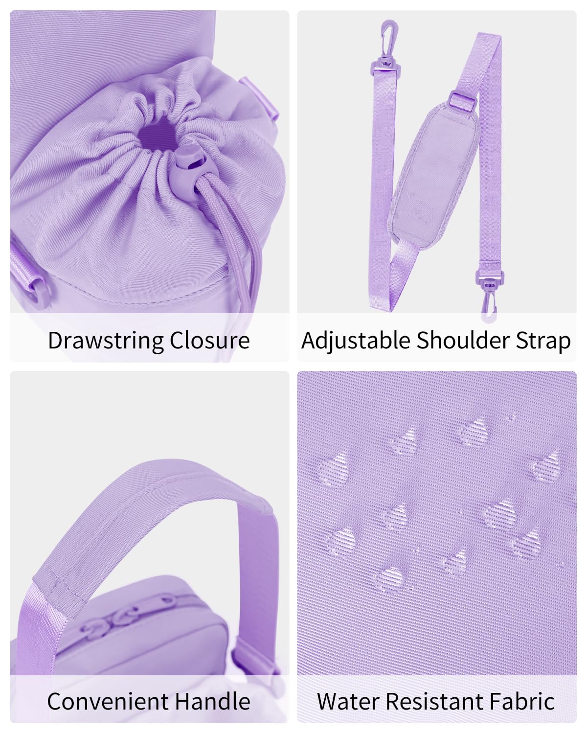 Wandering Nature Water Bottle Holder with Strap 32oz Insulated Water Bottle Carrier Sling Bag with Phone Pocket Water Bottle Pouch for Hiking Walking, Purple (Patent Pending)