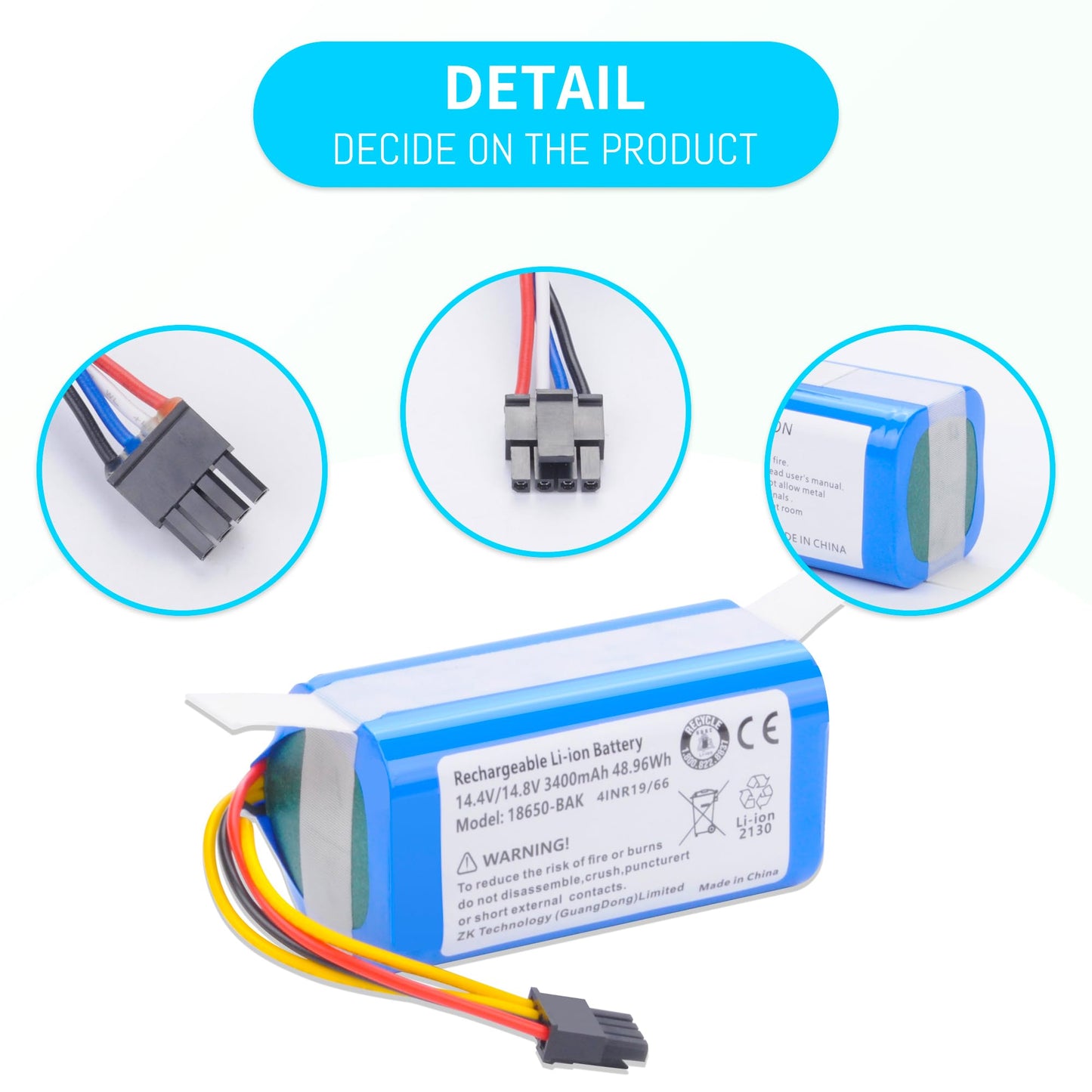 ANCBD P10 Replacement Vacuum Robot Battery for AIRROBO Vacuum Cleaner 14.4V 3400mAh