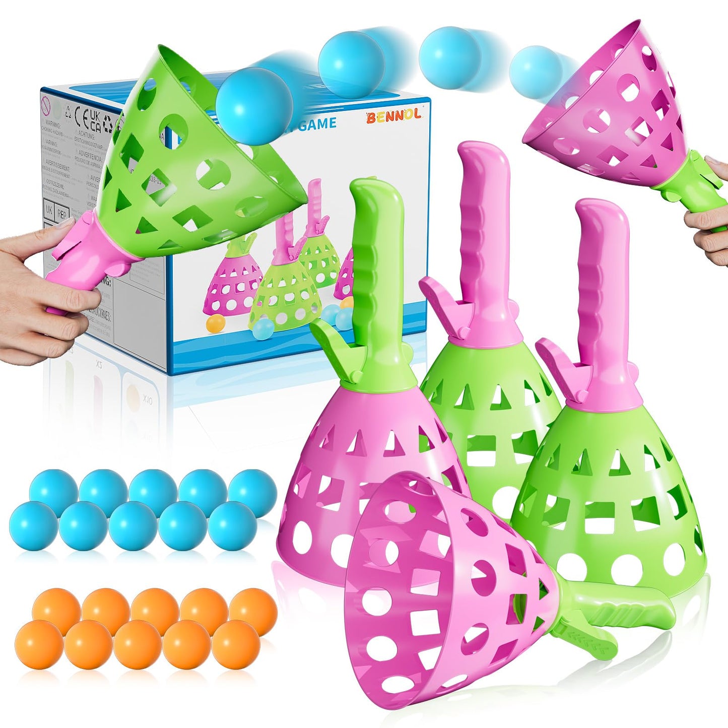 Bennol Outdoor Game Toys for Kids Boys with 20 Balls, Pop Pass Catch Ball Game Outside Toys Gifts for 3 4 5 6 7 8+ Year Old Teens, Outside Outdoor Play Gifts for Kids Boys Ages 3-5 4-8