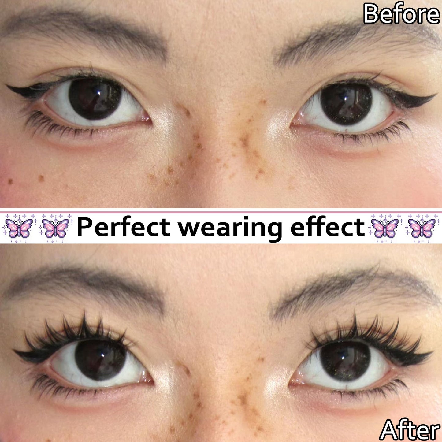 Fyonas Lash Clusters Manga Eyelash Clusters Spiky Cluster Eyelash Extensions 80Pcs C Curl Individual Lashes Volume Anime Lash Clusters with Thin Band Cosplay Lashes DIY at Home (Cutey)