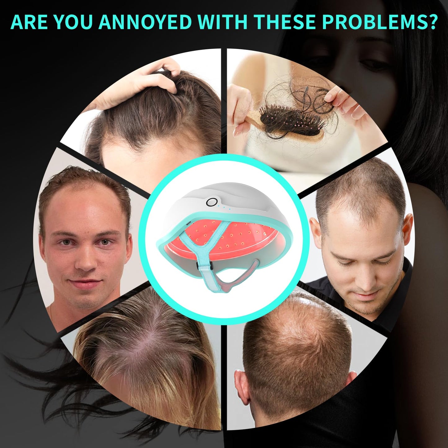 Laser Cap Wireless Laser Therapy Device for Hair Regrowth in Men & Women with Androgenic Alopecia