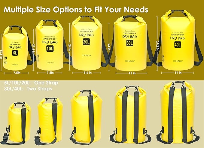Waterproof Dry Bag Backpack 5L/10L/20L/30L/40L, Roll Top Floating Waterproof Storage Bags for Kayaking, Boating, Swimming, Hiking, Camping and Fishing