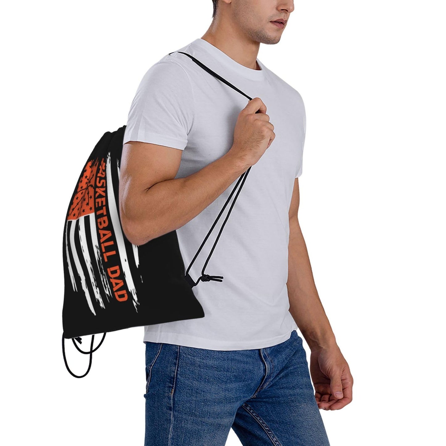 AIMASTZ Funny Basketball Dad Unisex Drawstring Backpack Bag Sport Gym Swim Travel Sackpack