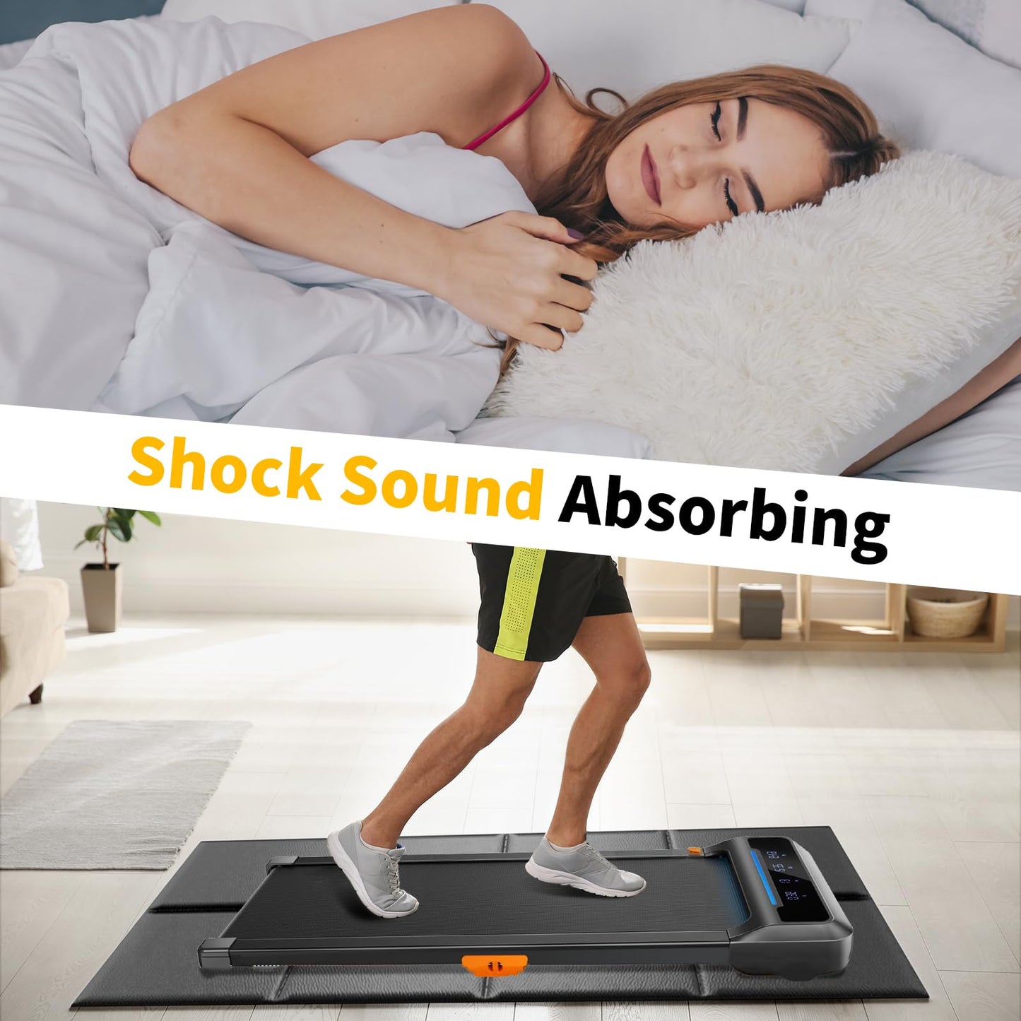 Treadmill Mat for Carpet Hardwood Floor Protection, Foldable, Under Desk Treadmill Mat, Compatible with Walking Pad Treadmill, Exercise Bike Mat for Home Gym Workout, Waterproof & Anti-Slip, 6mm Thick