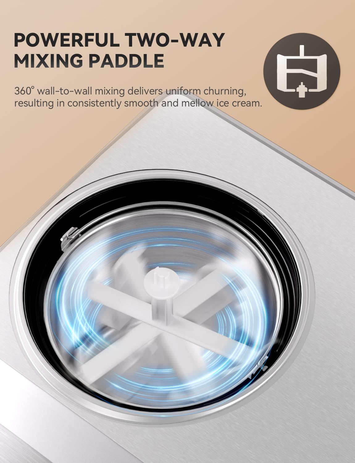 COUPLUX Ice Cream Maker, Smallest Size & Fast Freezing 2.1QT Ice Cream Machine with Built-in Compressor Easy Operate & Clean Automatic Ice Cream Maker Machine with All Stainless Steel, LCD Display