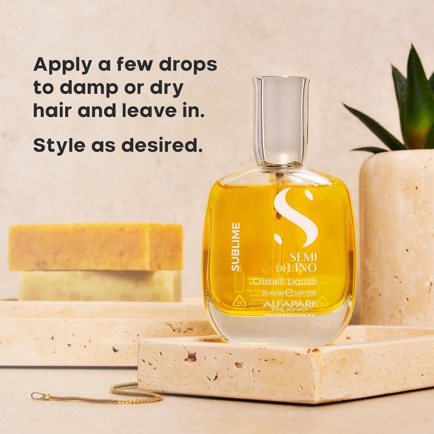 Alfaparf Milano Semi di Lino Sublime Cristalli Liquidi Hair Oil Serum with Thermal Protection - Anti Frizz Hair Serum & Smoothing Heat Protectant Spray with Vitamin E for Frizzy Hair (1.69 oz / 50 ml)