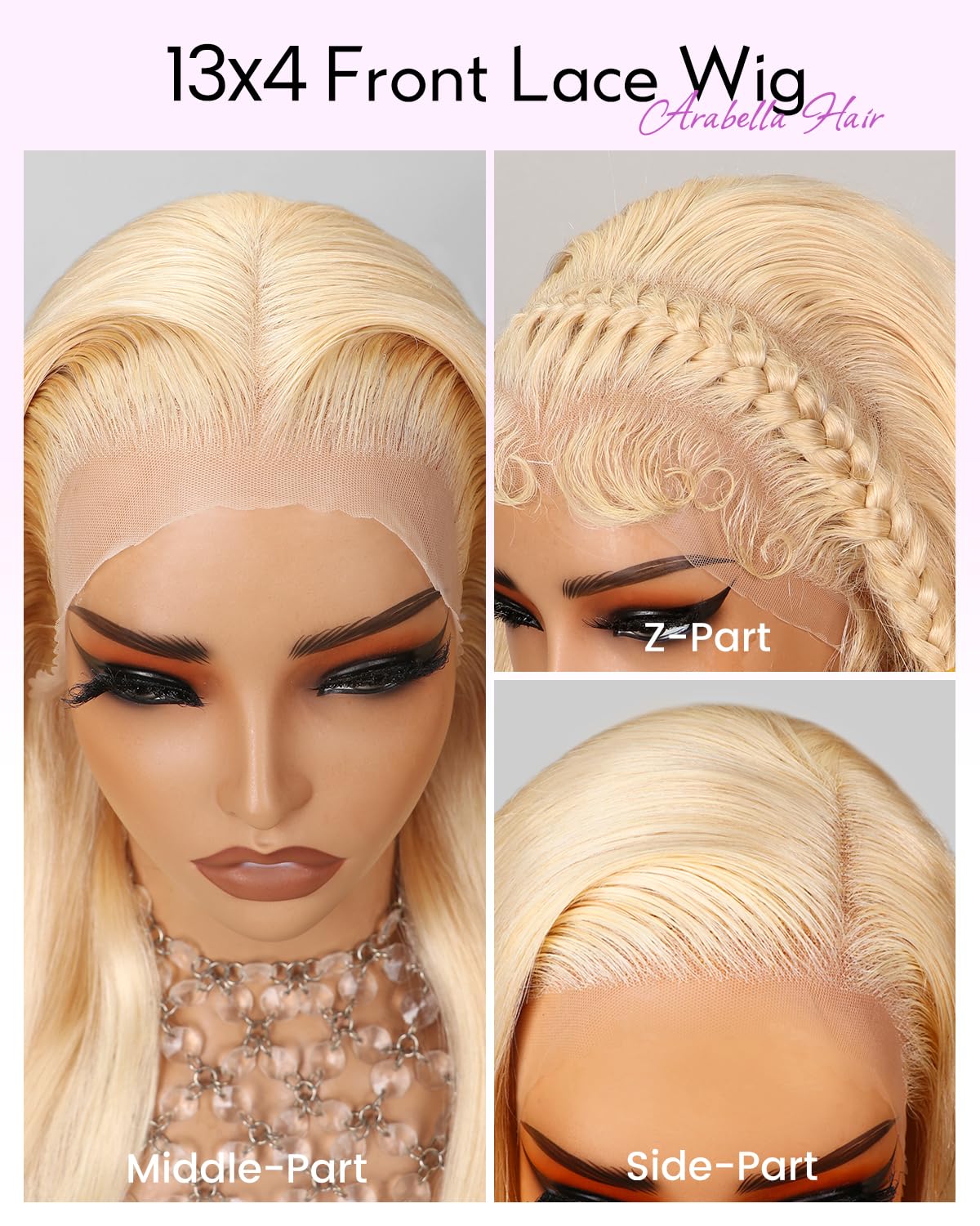 Arabella 613 Lace Front Wig Human Hair 13x4 Ready to Go Glueless Wig 12A Blonde Lace Front Wigs Human Hair 210% Density 613 Straight Hair 613 HD Lace Frontal Wig(38inch, 613 13X4 Straight Wig)