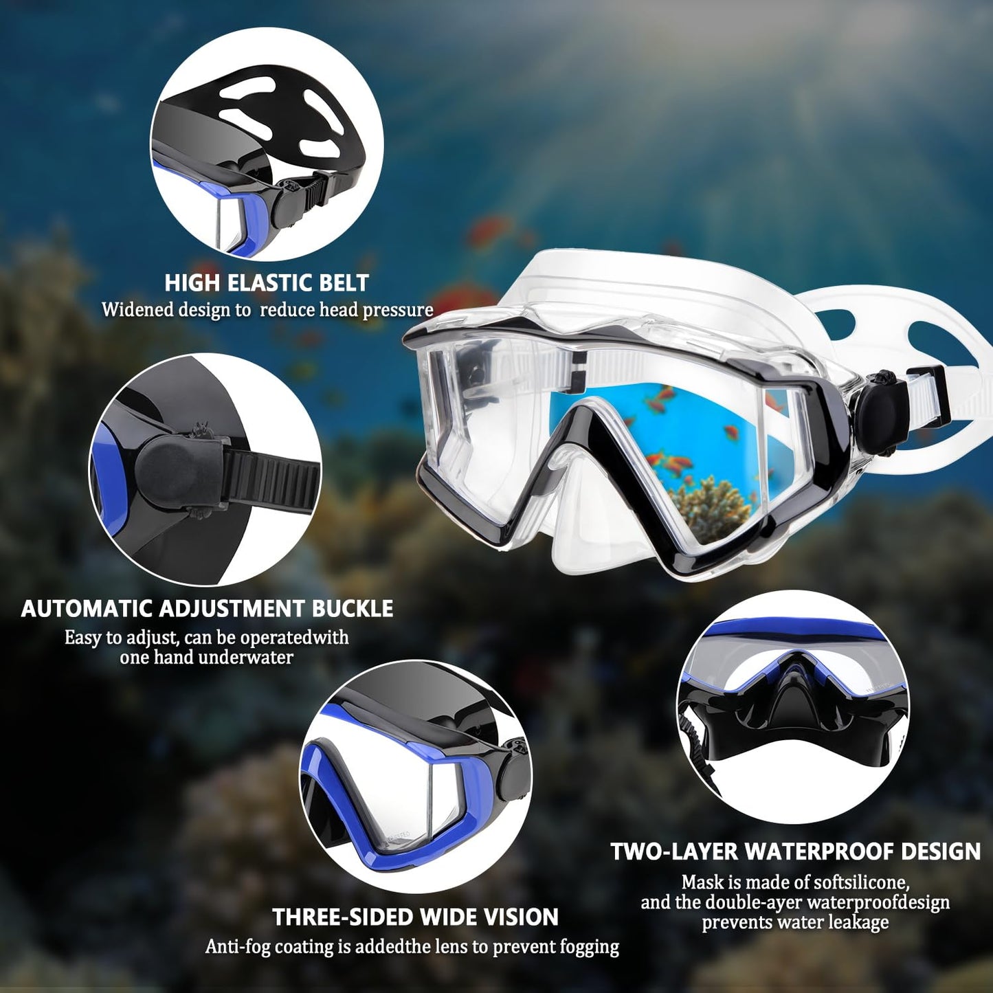 AQUA A DIVE SPORTS Diving mask Anti-Fog Swimming Snorkel mask Suitable for Adults Scuba Dive Swim Snorkeling Goggles Masks