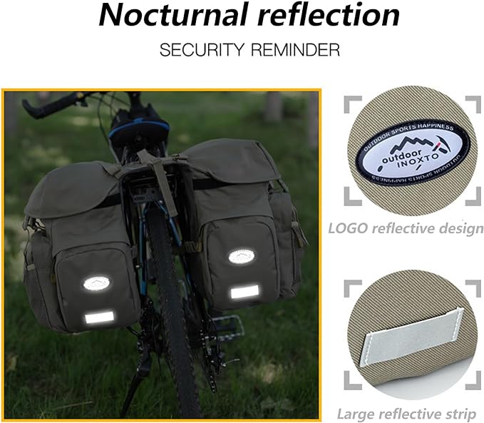 ZTZ 50L Panniers Bike Bags, Waterproof Bike Panniers Made of High-Density 600D Polyester for Durable Use, Bike Saddle Bag come with Reflective Trim and Rain Cover, Easy Organize