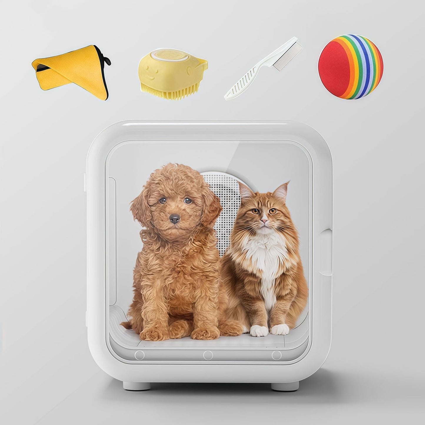 WENMEE Ultra Quiet 35dB Pet Dryer Box for Dogs&Cats,Removable Soothing Window&Filter Panel, Grooming Hair Dryer