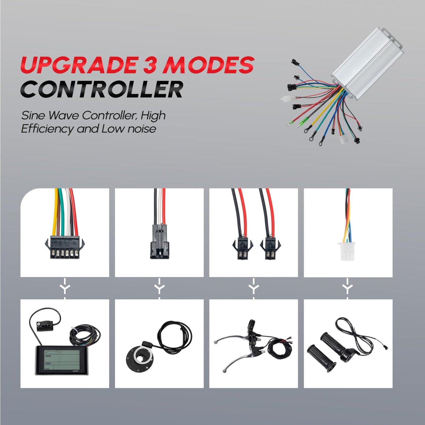 PEXMOR Electric Bike Conversion Kit, 48V 1200W E-Bike Conversion Kit, 26" Rear Wheel Ebike Hub Motor Kit Upgrade 3 Mode Controller w/PAS/LCD Display/Twist Throttle Electric Bicycle Ebike Kit