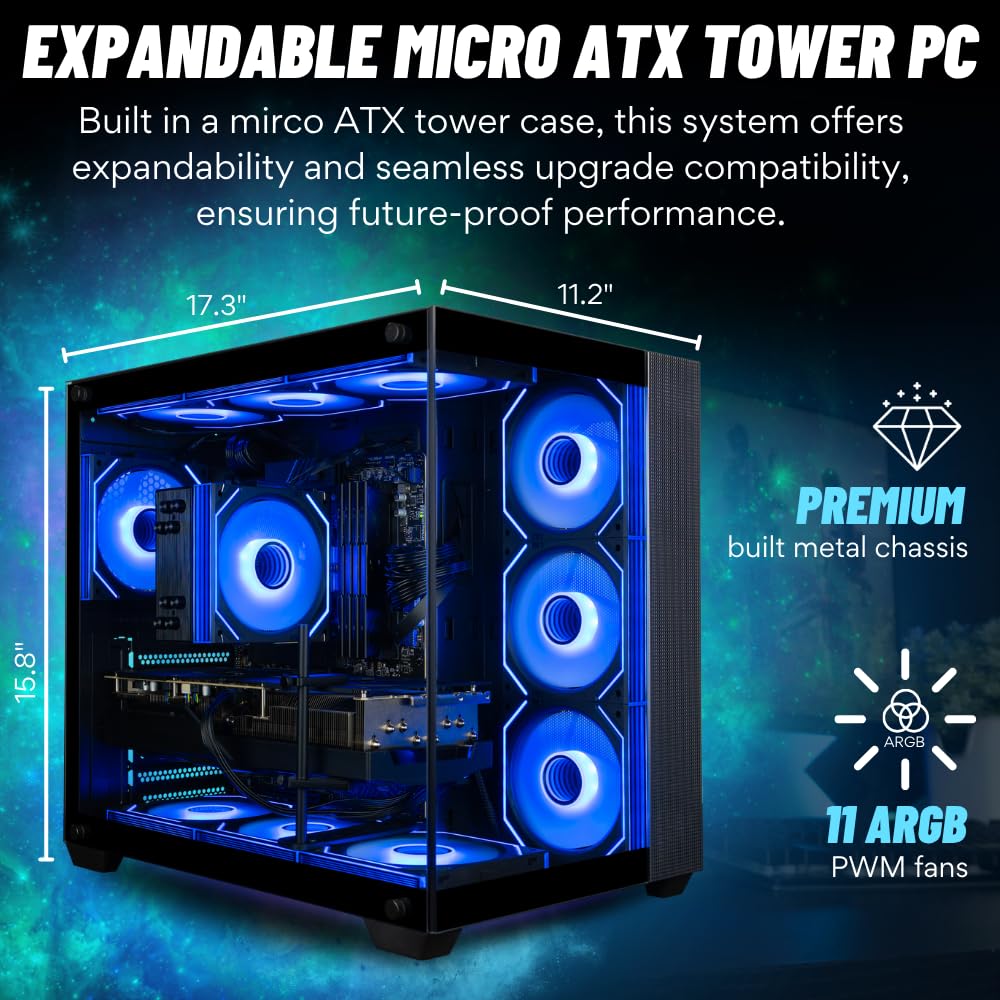 Panorama XL RTX 5080 Gaming PC Desktop - AMD Ryzen 7 9800X3D Processor, 64GB DDR5 RAM, 2TB NVMe Gen4 SSD, WiFi + BT, KB&M, HDMI, Windows 11 Pro - Best 2025 RGB Prebuilt Tower Computer for Gamers