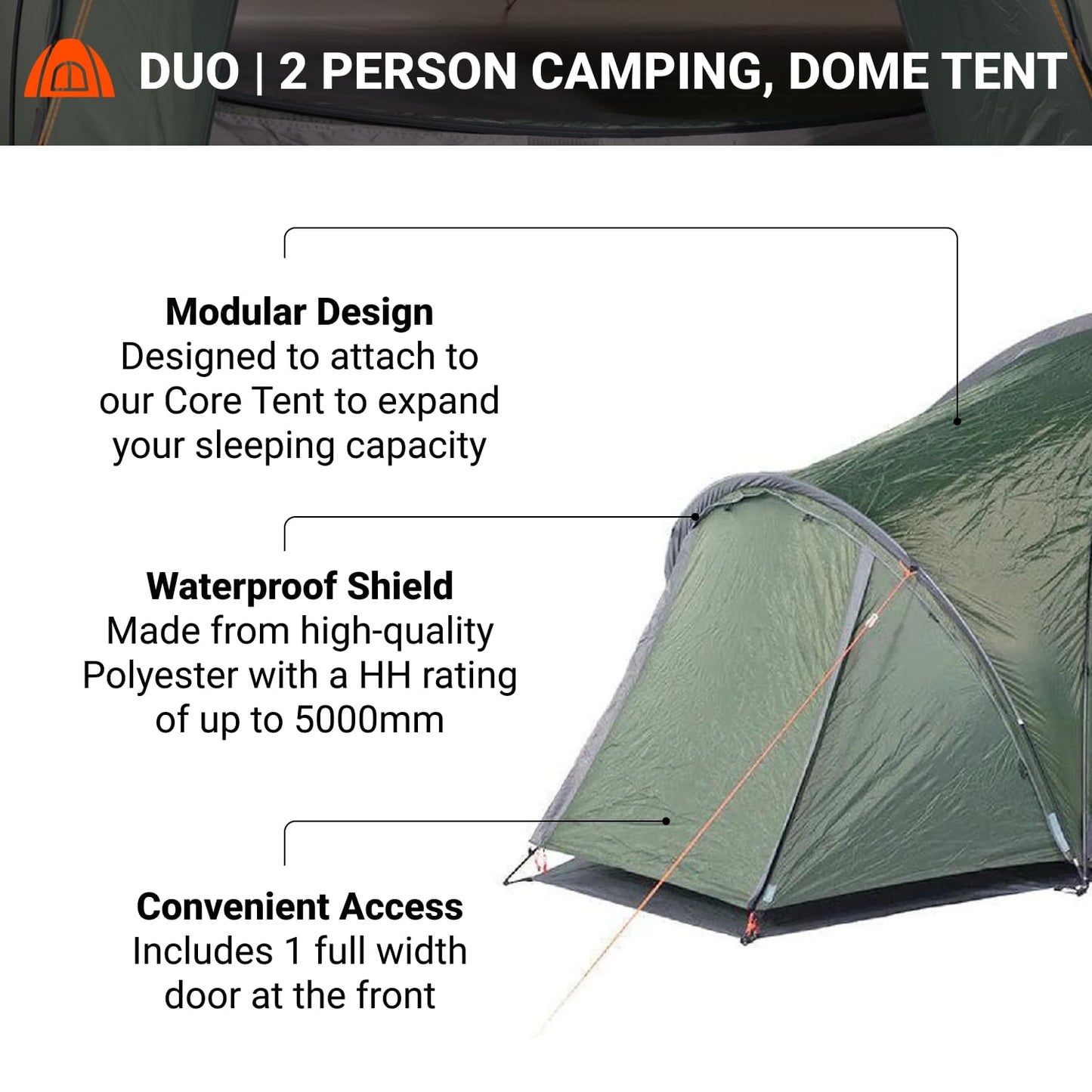 Crua Duo Outdoor Camping Tent – 2 Person Tent for Camping, Easy Pop-up Assembly, Lightweight and Waterproof Outdoor Gear for Hiking Backpacking, Weather Resistant