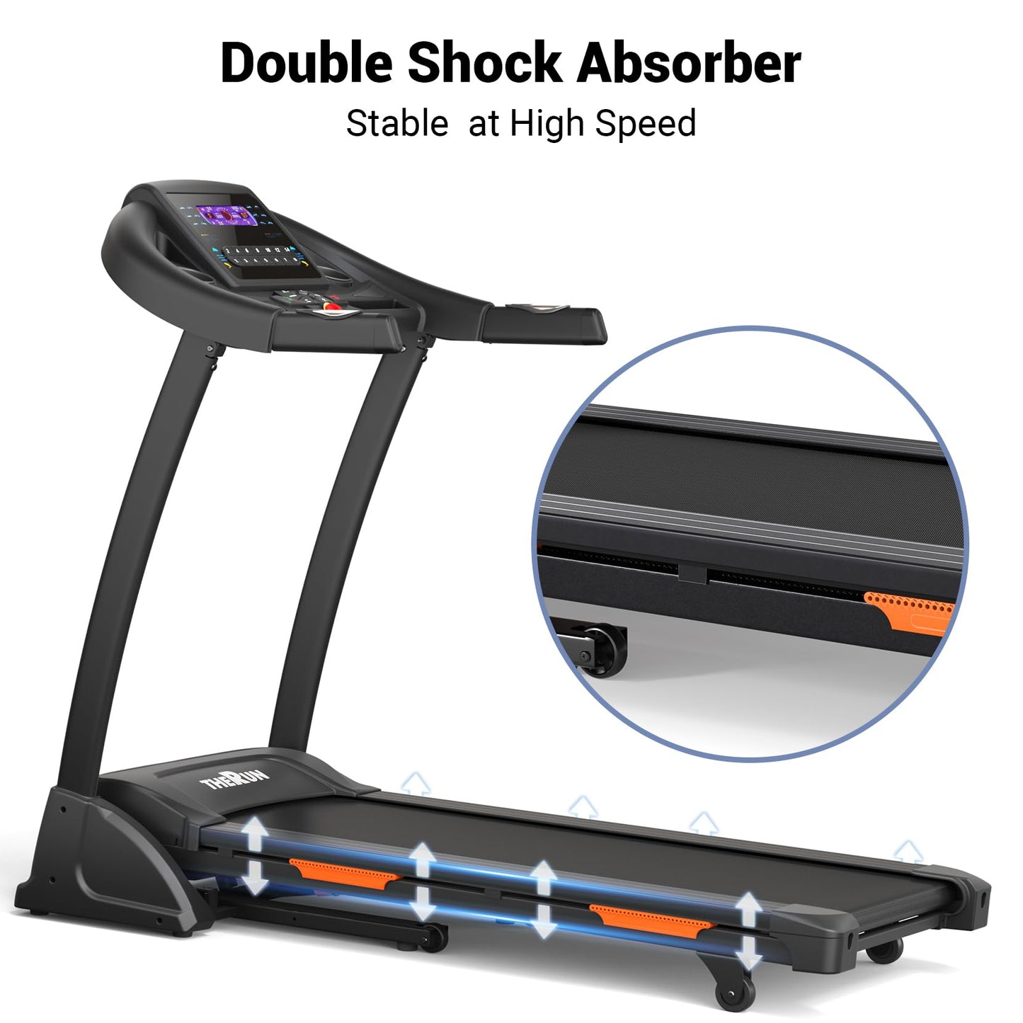THERUN Incline Treadmill, Treadmills for Running and Walking, 300 lbs Weight Capacity Folding Treadmill with 0-15% Auto Incline, Wide Belt, 3.5 HP, App, Heart Rate, Orange