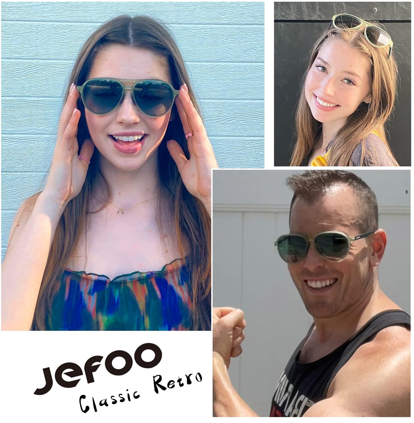 Jefoo Polarized Aviator Sunglasses for Women Men Retro Trendy Sports Sunglasses for Outdoor UV400 Protection