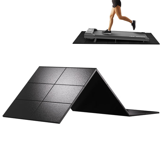 HOVSCO Foldable Treadmill Mat Non-Slip Exercise Bike Mat, 1/4" Thick, 30"x63" Waterproof Walking Pad for Carpet, Hardwood Floors, Workout, Indoor Bikes, Fitness Equipment, Home Yoga