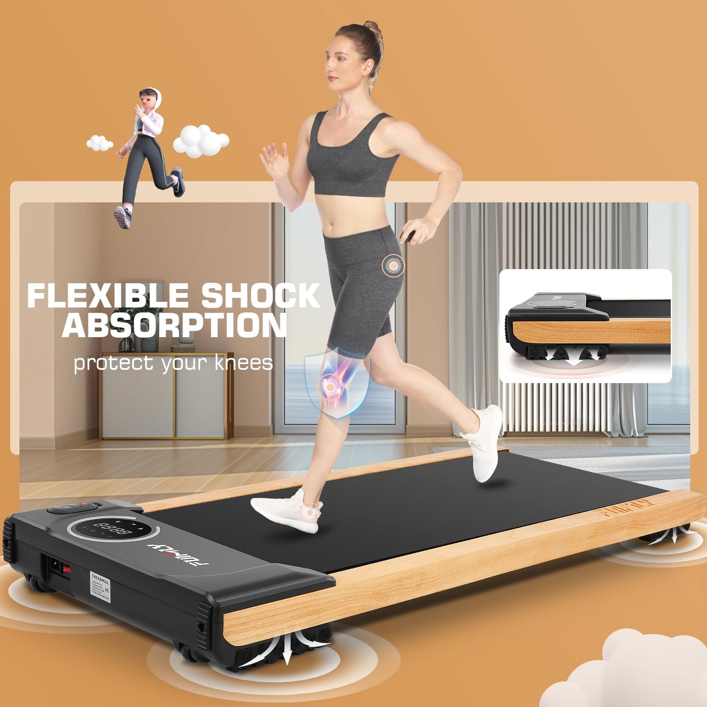 FUNMILY Walking Pad Treadmill with Incline, Portable Under Desk Treadmills for Home 300 lbs Weight Capacity, 2.5HP Quiet Electric Jogging Running Machine with Remote Control and LED Display
