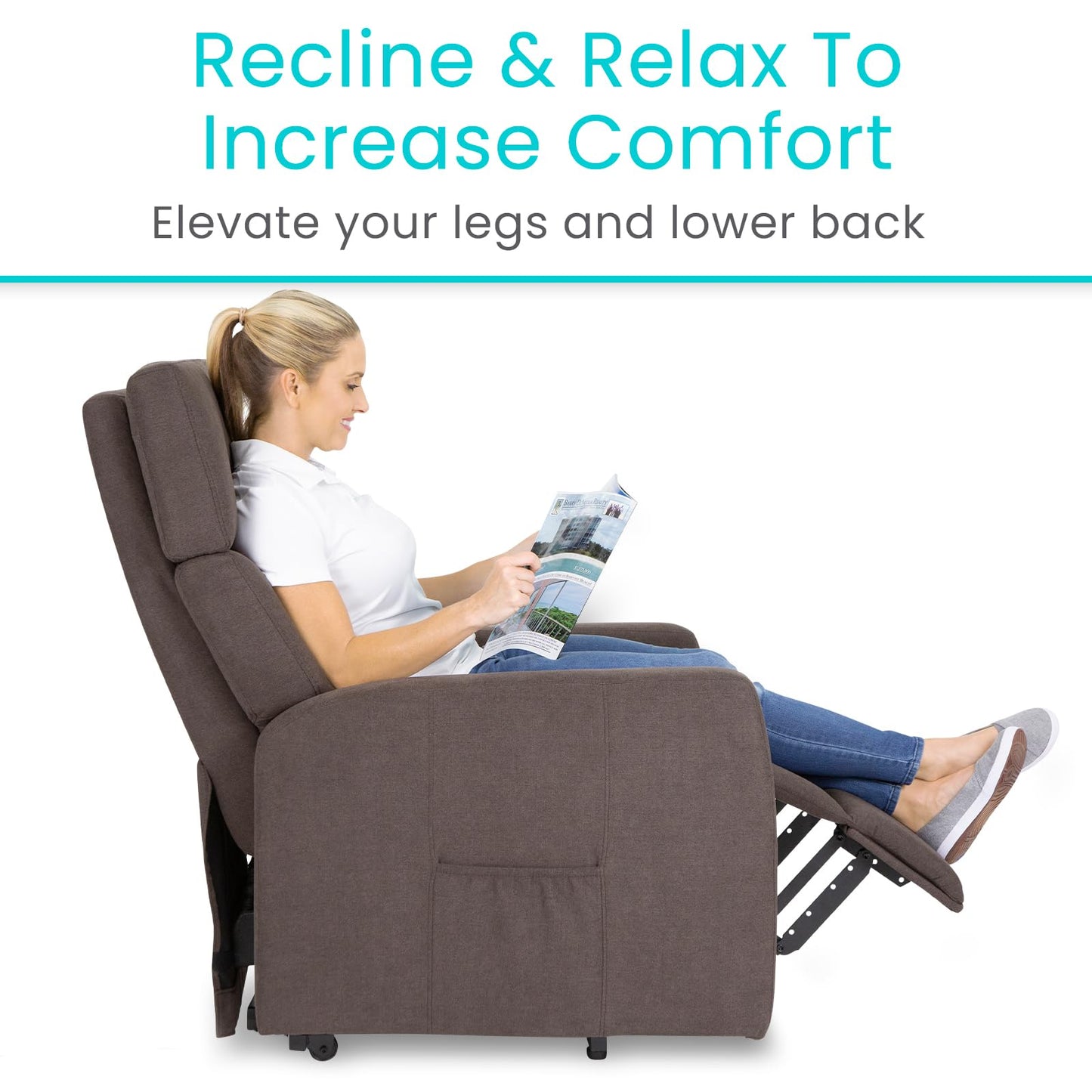 Vive Power Lift Recliner Chair - for Adults, Elderly & Senior - Compact Electric Standing Seat with Remote Control - Comfortable & Heavy Duty Fabric Cushion for Living Room - Safely Stand