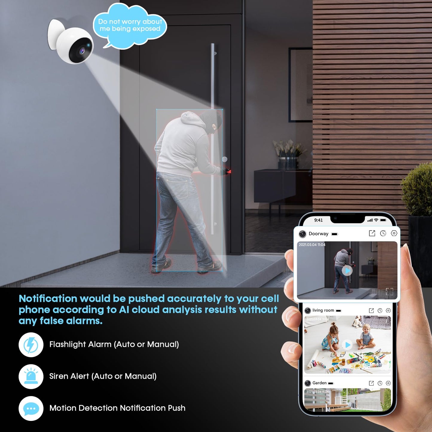 AMTIFO Security Cameras Wireless Outdoor Magnetic: Install-Free Smart Indoor 2K WiFi - Long Battery Life Powered Wireless Cameras for Home Security with AI Motion Detection