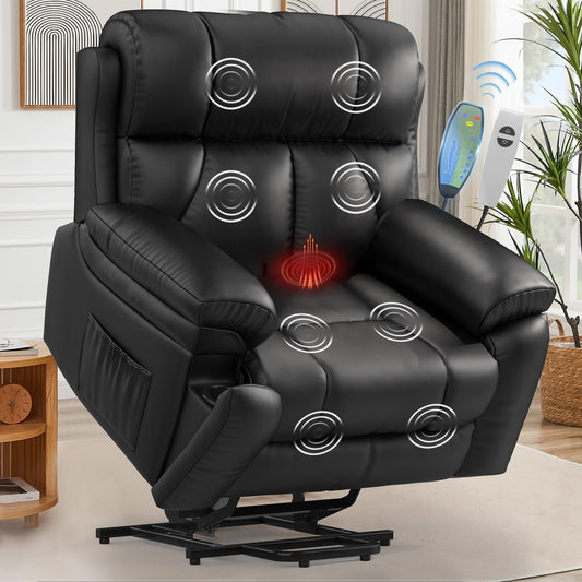 YONISEE Oversized Lift Chairs Recliner for Elderly with Massage and Heat, Overstuffed Wide Recliners, Recliner Chairs for Adults, Heavy Duty and Safety Motion with 2 Concealed Cup Holders, USB Ports