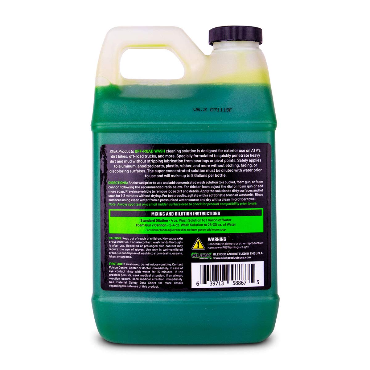 Slick Products Off-Road Wash (64 oz.) + Garden Hose Foam Gun Bundle - Super Concentrated Bike, ATV, UTV, Truck Wash Foam Shampoo for Heavy Dirt and Mud