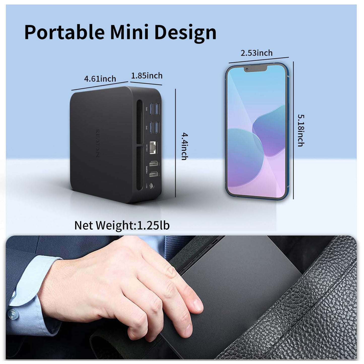 Reatan Mini Gaming PC AMD Ryzen 9 7940HS(up to 5.2GHz) 64GB DDR5 2TB SSD 5600 MHz RAM, Desktop Mini Computers, Radeon 780M Graphics,Quad Display 2.5Gbps LAN, HDMI 2.1, 8K USB 4.0 Wi-Fi 6E/BT5.3