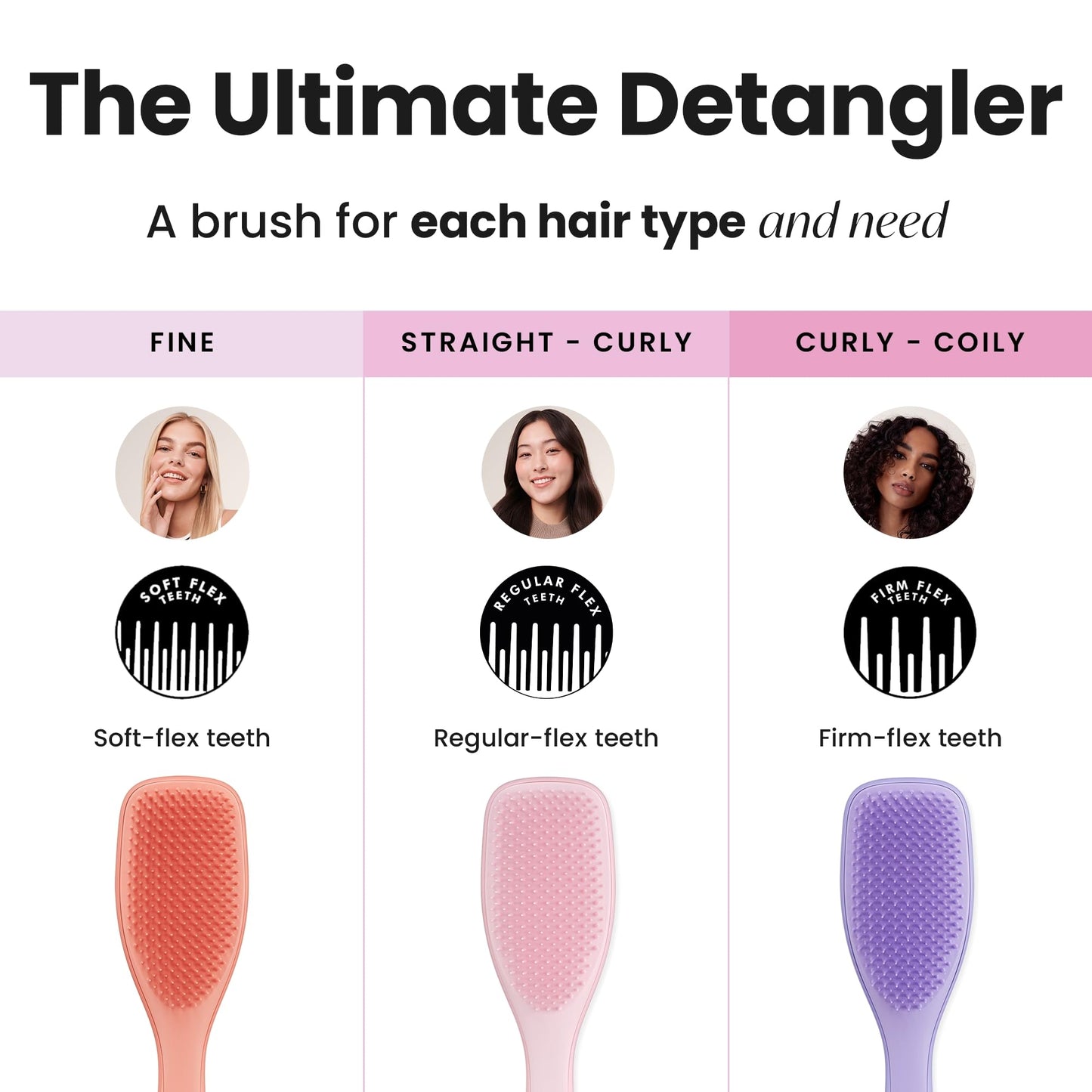 Tangle Teezer Ultimate Detangler Naturally Curly Hair Brush, Dry & Wet Hairbrush, Reduces Frizz & Breakage, for 3C to 4C Curly Hair Types, Purple Passion