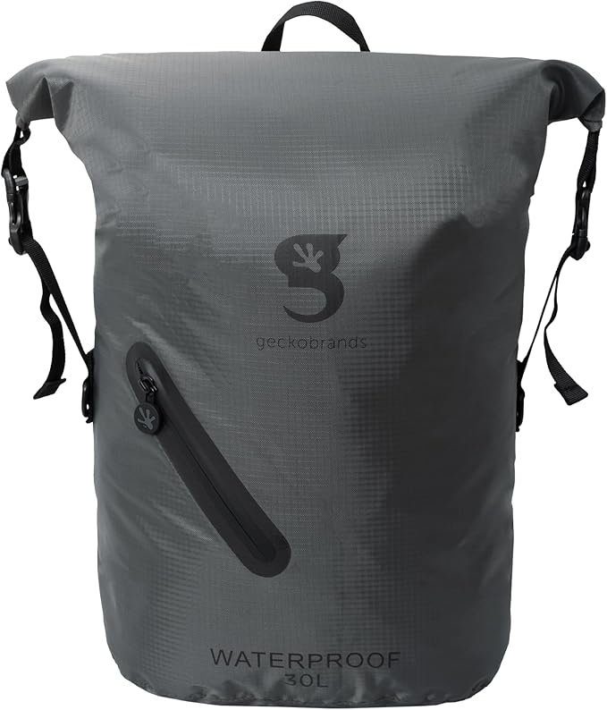 geckobrands Lightweight 30L Waterproof Backpack - Lightweight Watertight Outdoor Bag Hiking Traveling Light Water Activities