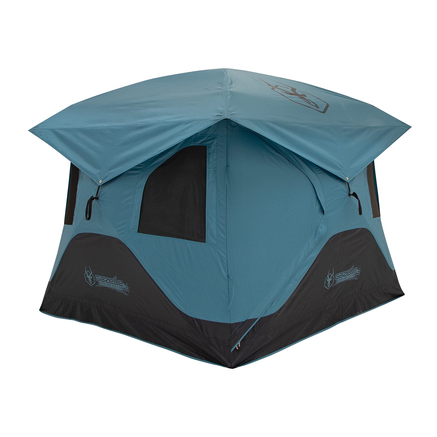 Gazelle Tents™ T3X Hub Tent Overland Edition, Easy 90 Second Set-Up, Waterproof, UV Resistant, Removable Floor, Footprint, 3-Person, Pacific Blue, 68" x 76" x 82", GT302PB