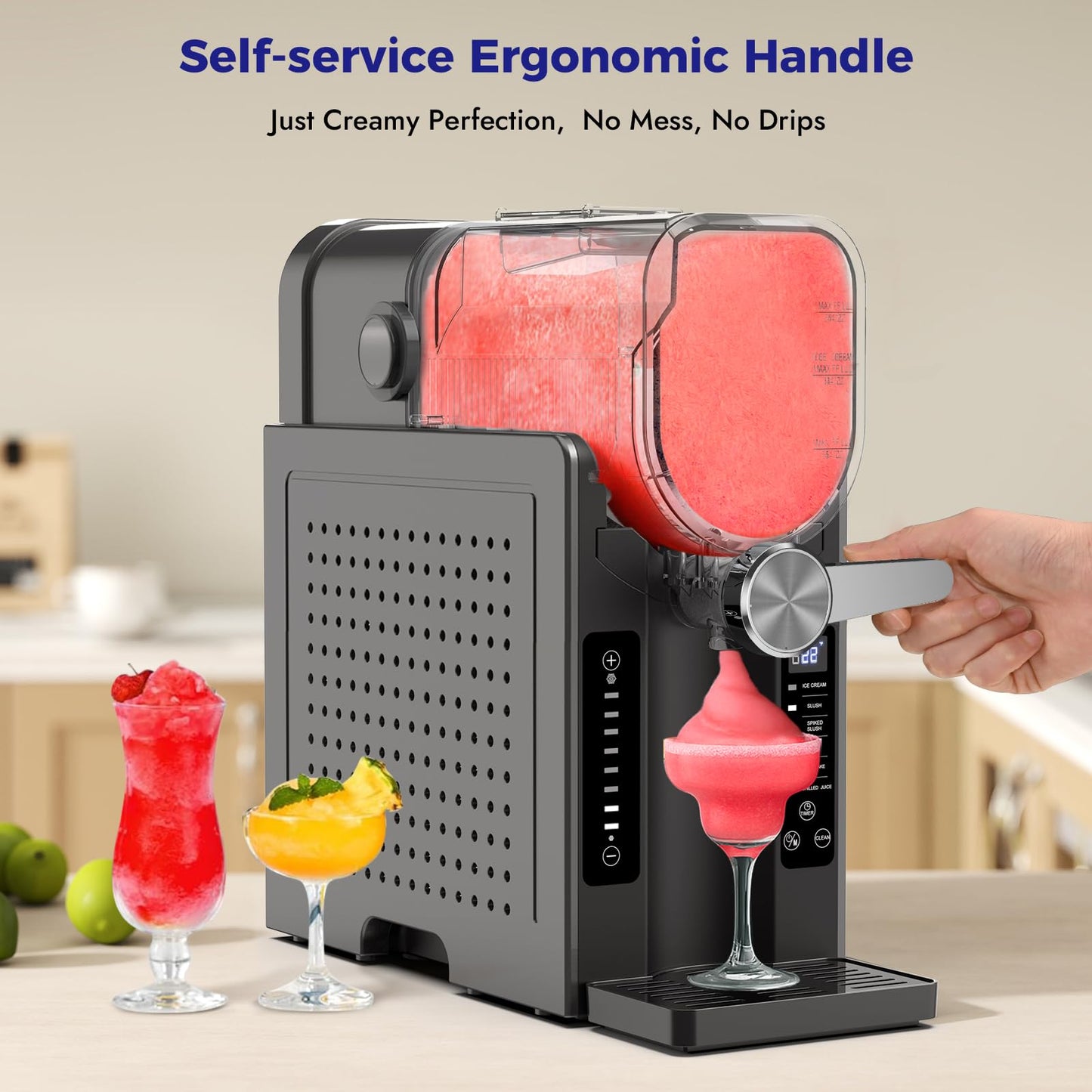 Oylus No-Ice-Needed Slushie Machine for Home - 70 oz Self-Cleaning Frozen Drink Maker with One-Touch Reservation & 6 Preset Programs, for Frozen Margaritas, Milkshakes, Frappés, Slushies & Parties