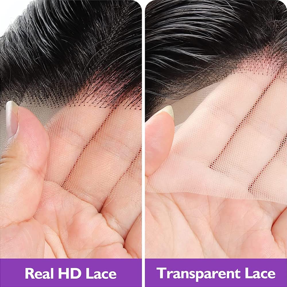 ALLRUN HD 13x4 Lace Frontal Closure Body Wave 10A Ear to Ear 13x4 REAL HD Lace Frontal with Baby Hair Body Wave Human Hair(22 Inch)
