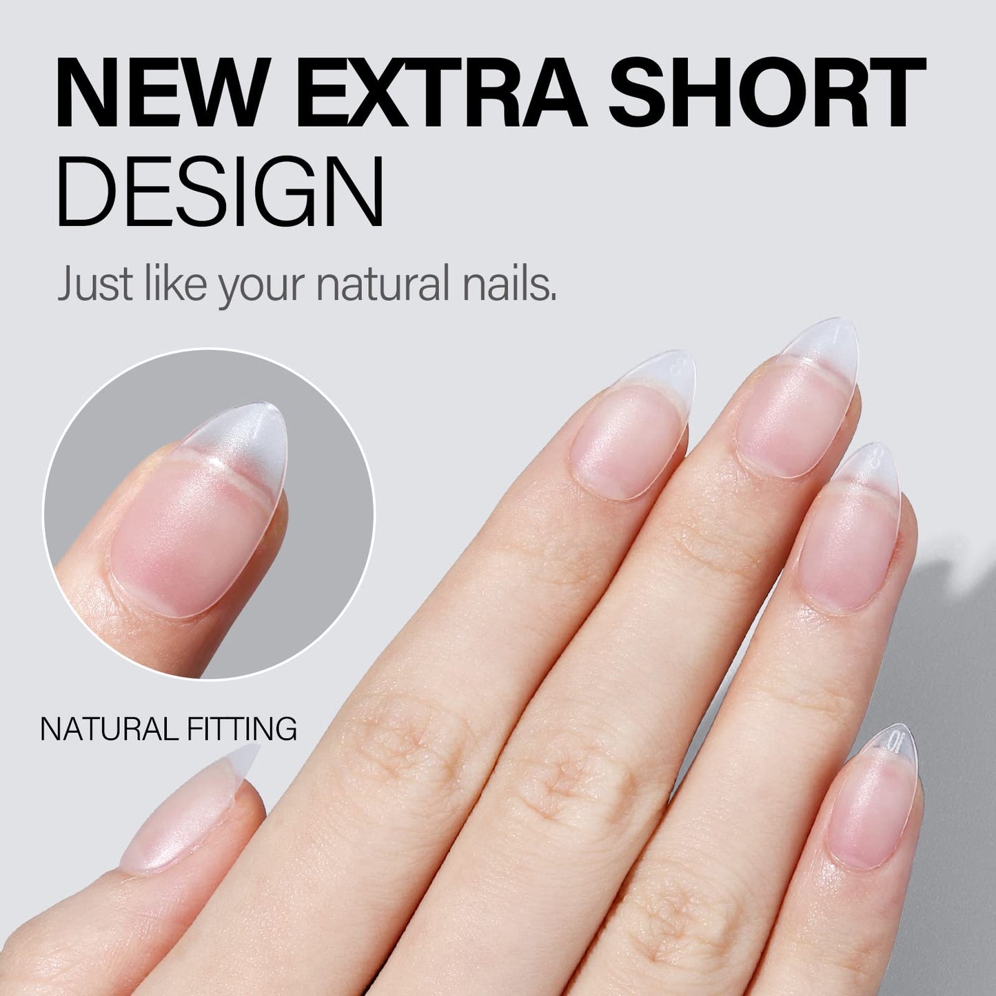 AILLSA Short Almond Nail Tips 450PCS Upgraded Matte Gel Nails Tips No Filed Pre-shaped Soft Full Cover Short Almond Nails Clear False Gelly Nail Tip for Soak Off Nail Extensions 15 Sizes