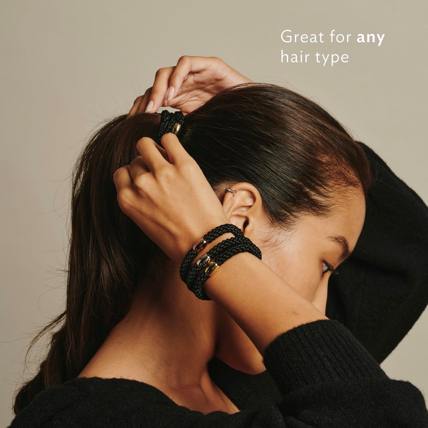 L. Erickson Grab & Go Pony Hair Ties - Neutral - 8 Pack Grab and Go Ponytail Holders - Hair Ties No Damage - Brown White Black Color Hair Bands Hair Accessories for Women
