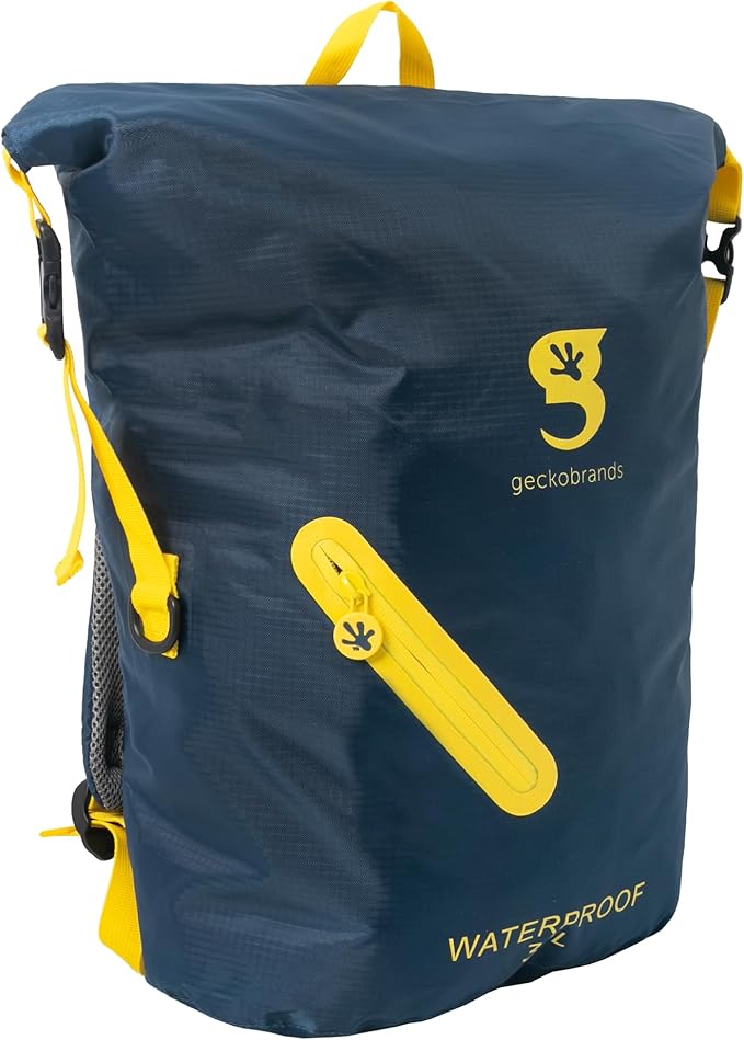 geckobrands Lightweight 30L Waterproof Backpack - Lightweight Watertight Outdoor Bag Hiking Traveling Light Water Activities