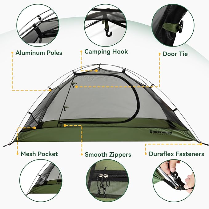 1/2 Person Backpacking Tent for Camping - Ultralight & Waterproof Outdoor Camping Tent, Easy Set Up Compact Tent for 3 Season, Lightweight Tents for Hiking by Underwood Aggregator