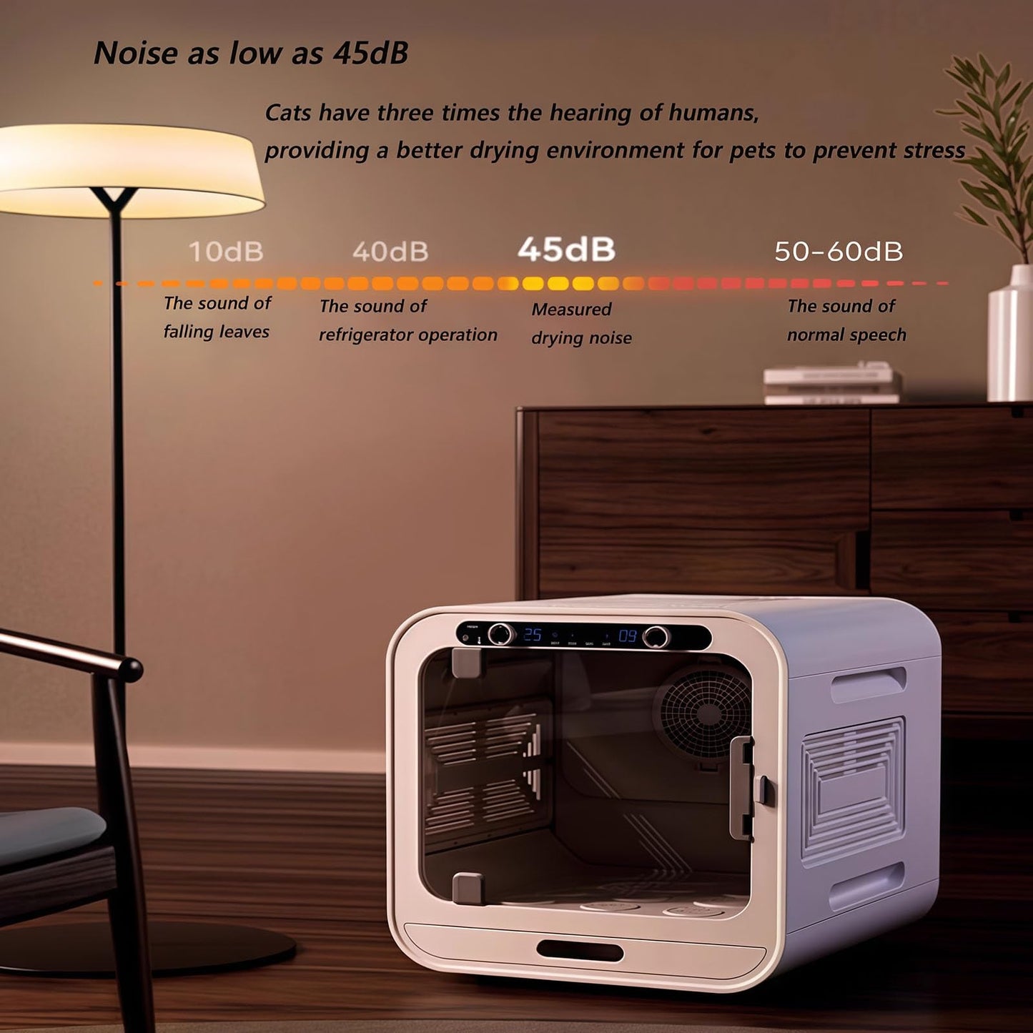 WENMEE Pet Dryer Box for Dogs & Cats - Ultra Quiet, Mechanical Knob Temp Control, Grooming Hair Dryer Machine