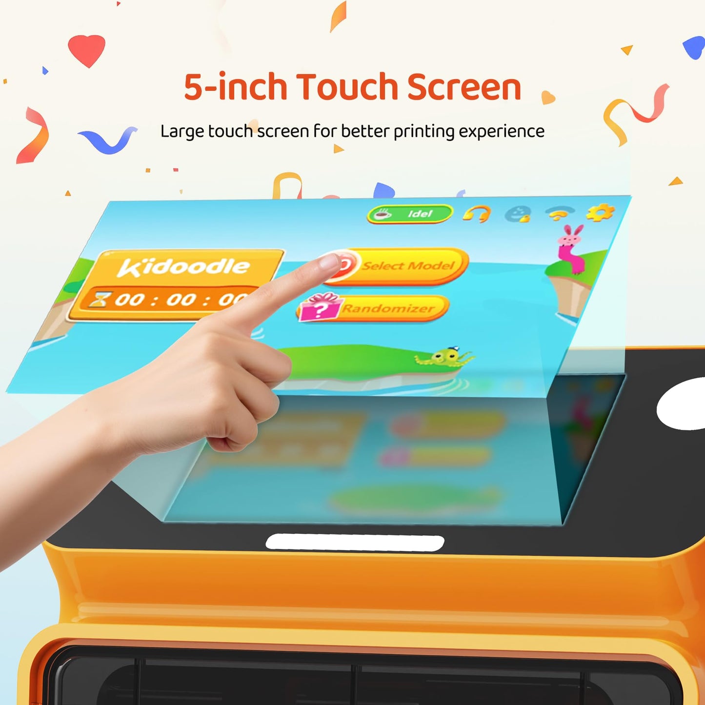 Kidoodle Mini 3D Printer for Kids & Beginners, 600mm/s High Speed Printing, Auto-Leveling/Child-Safe Design/5" Touch Screen, Pre-Assembled with Wi-Fi/App Control, Easy Setup for Home/School