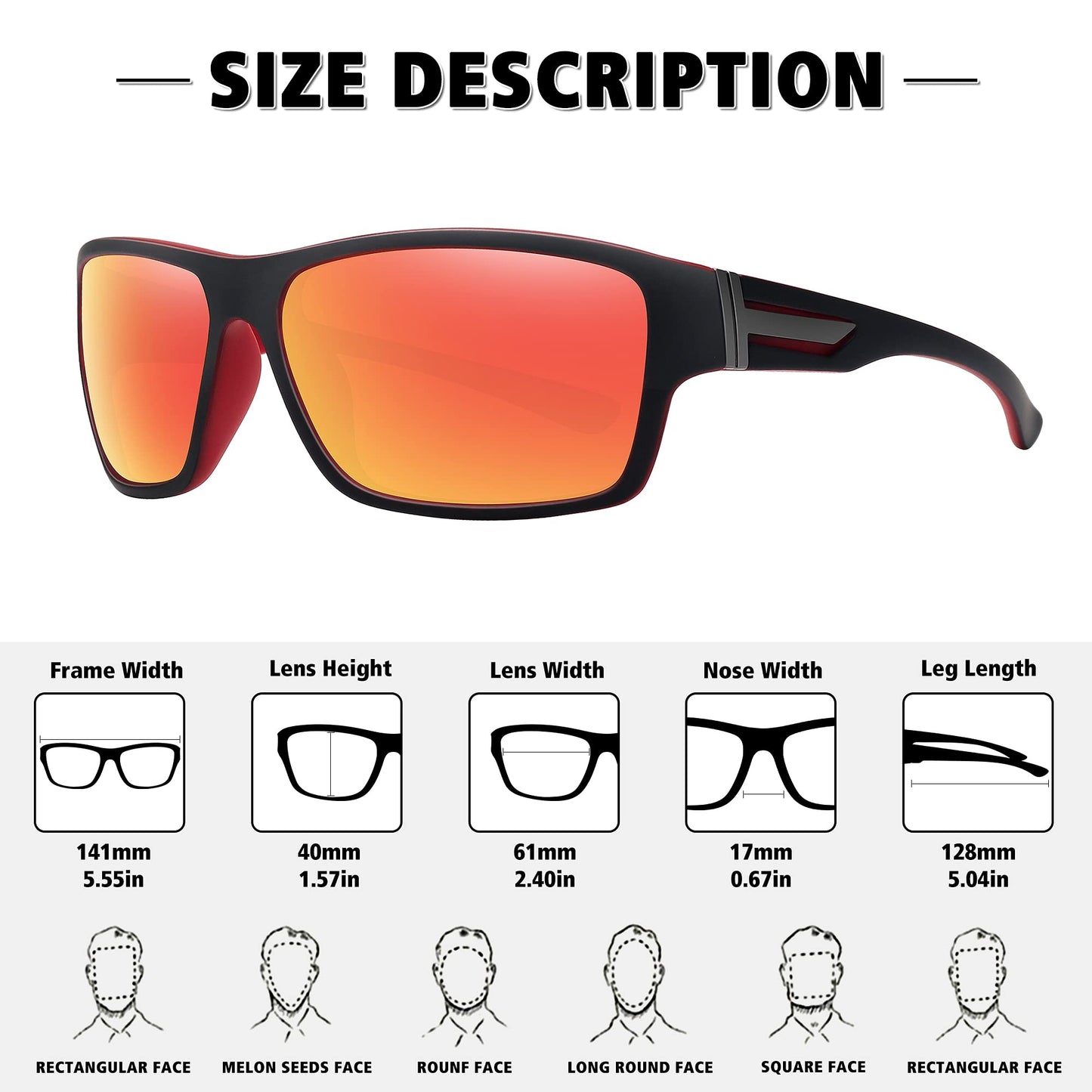 STORYCOAST Polarized Sports Sunglasses for Men Women Unbreakable Frame Cycling Fishing Driving Blue Mirror+Red Mirror 2Pack