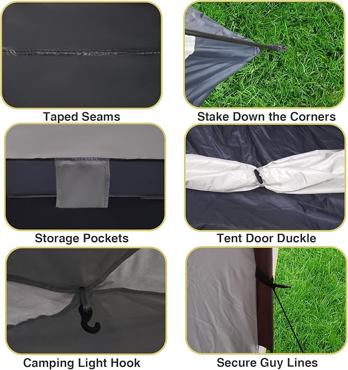 1/2/3 Person Camping Tent, Instant Pop Up Tents for Camping, Waterproof Windproof Family Tents, Easy Set Up Tent, Portable Dome Tent for Camping Hiking Backpacking Traveling