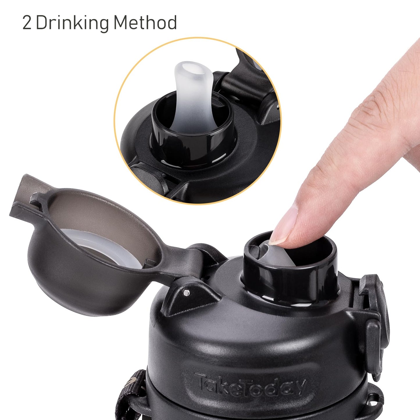 TakeToday Collapsible Water Bottles 20oz, Leak Proof, BPA-Free, Foldable Silicone Travel Water Bottle with Straw Strap for Cycling, Hiking, Outdoors (Jungle)