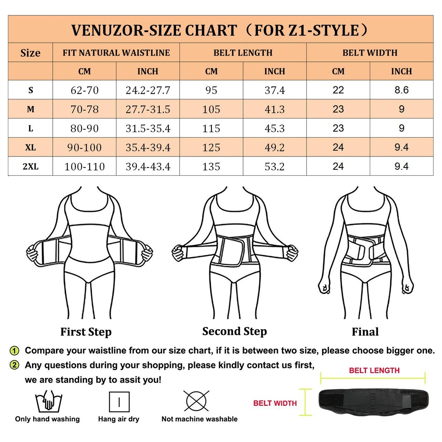 VENUZOR Waist Trainer Belt for Women - Waist Cincher Trimmer - Slimming Body Shaper Belt - Sport Girdle Belt (UP Graded)(Purple,S)