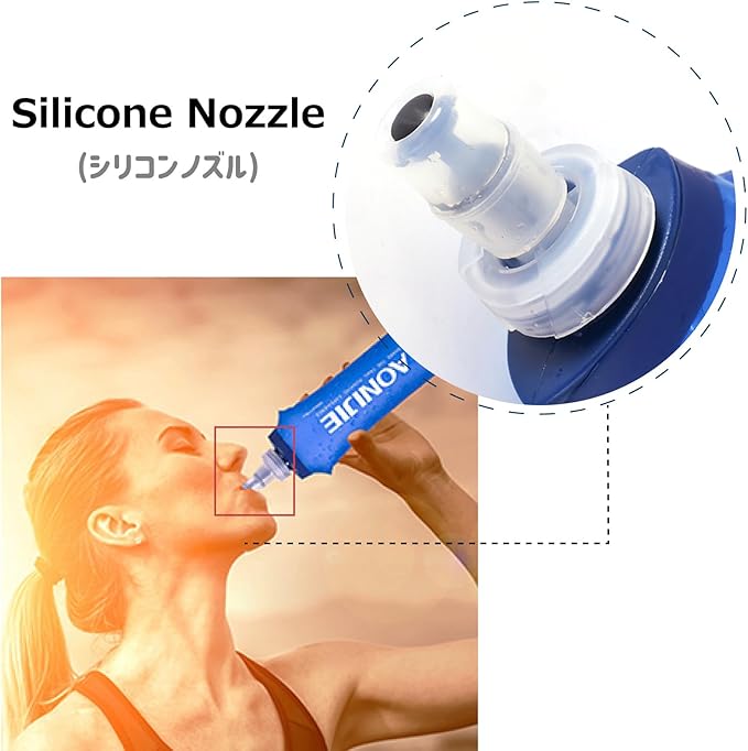 Azarxis Soft Flask Collapsible Water Bottle Running Soft Gel Flask Reservoir Handheld Folding TPU 250 500ml for Hydration Pack Hiking Cycling Climbing (500ml/16.9oz - 2 Pack with 2 Speed Straws)