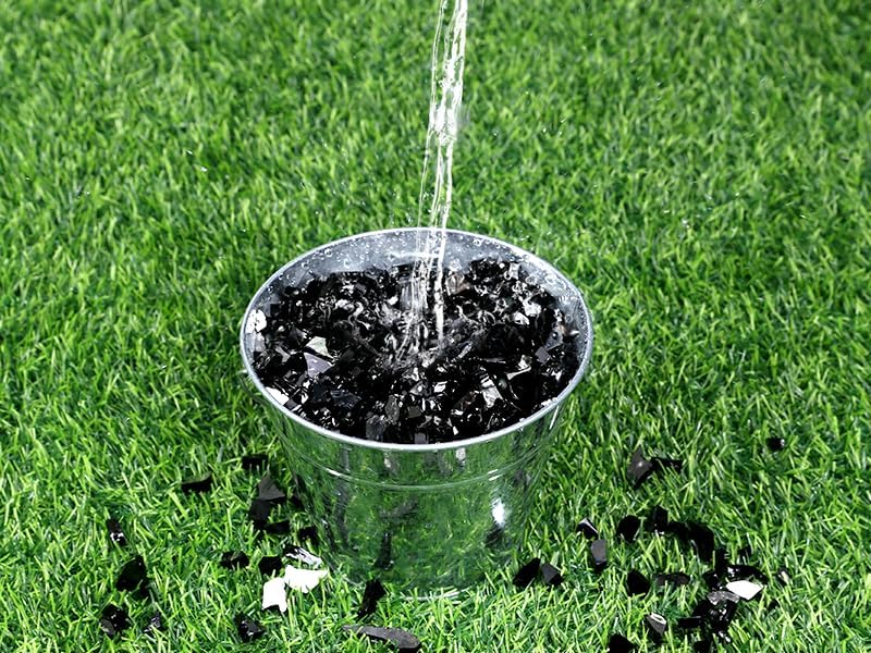 10 lbs Fire Glass, 1/2 Inch Black Reflective Fire Glass for Propane Fire Pit, Fire Pit Glass Rocks Safe for Fireplace, Table and Landscaping